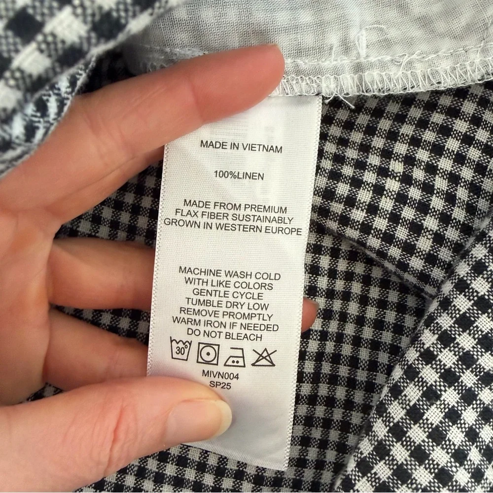 Quince 100% European Linen Maxi Skirt Classic Mini Gingham Size Small Coastal - Picture 6 of 8